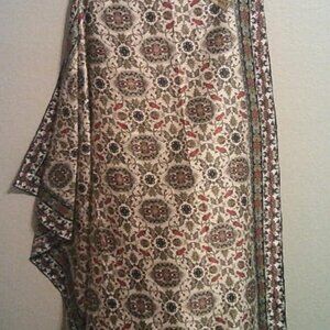 Ipekce Vintage Silk Blend Scarf 36x35 Turkish Paisley Boho Chic